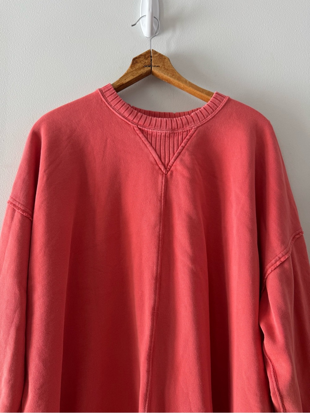 Oversized Aerie Crewneck Sweatshirt, Sz Medium cropped 3/4 sleeve raw edge - Picture 3 of 11
